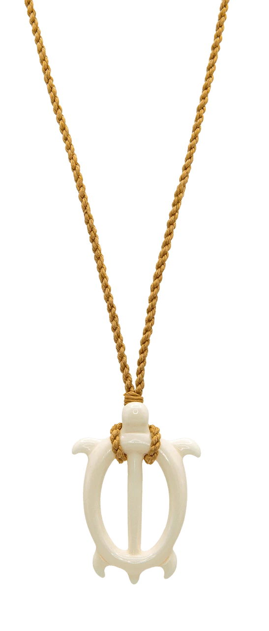 Island Edge® Shaped Bone Necklace: Strong Honu