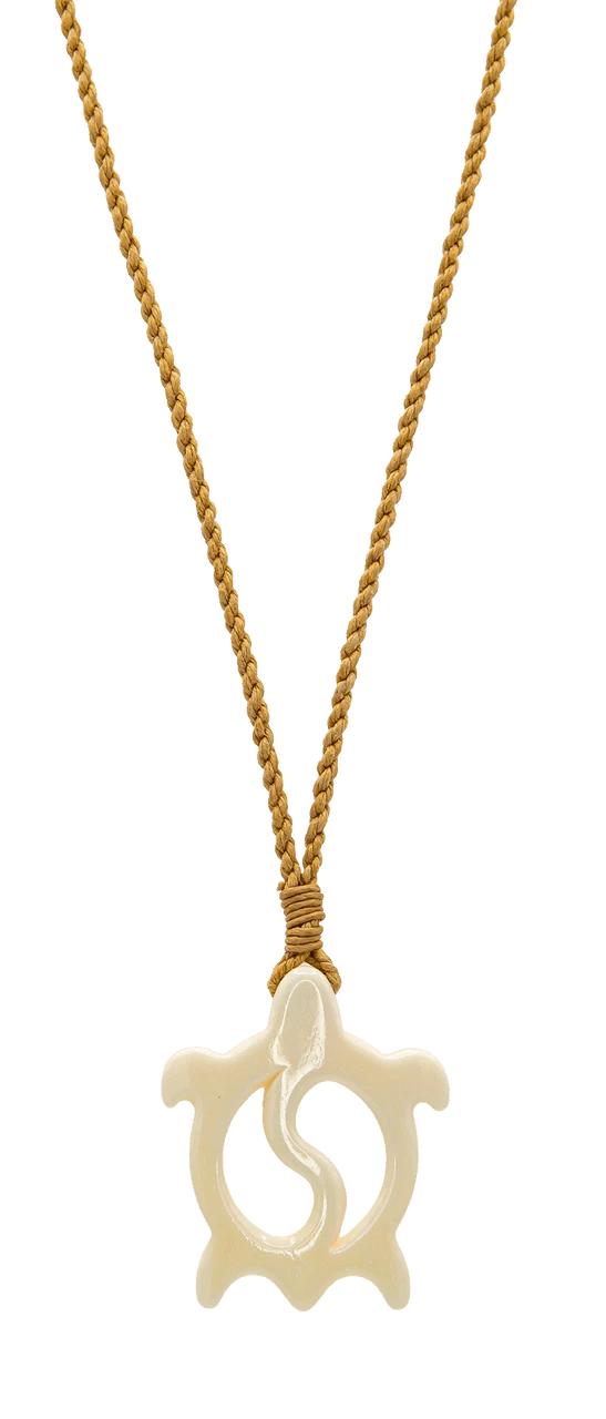 Island Edge® Shaped Bone Necklace: Yin Yang Honu