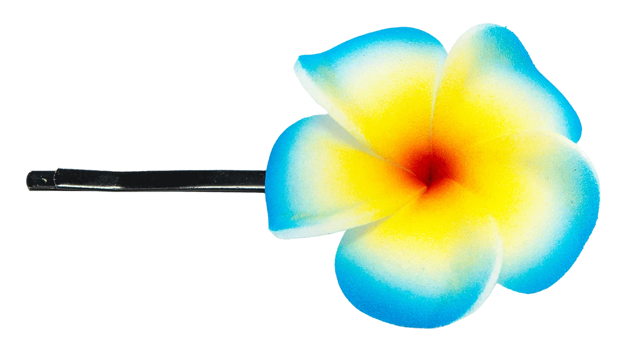 Plumeria Flower Bobby Pins: Blue