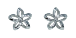 Moana Collection Sterling Silver Earring Stud: Open Plumeria