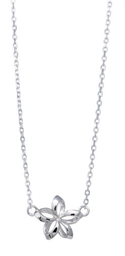 Moana Collection Sterling Silver Pendant Chain Necklace: Open Plumeria