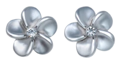 Small Plumeria With Crystal Earrings