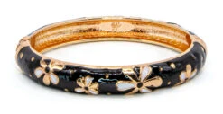 Medium Island Bangle - Flower Design: Black
