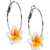 Plumeria Loop Earrings: White -Fashion Jewelry Store 76480 OluOlu PlumeriaLoopEarring White 82606.1705720073