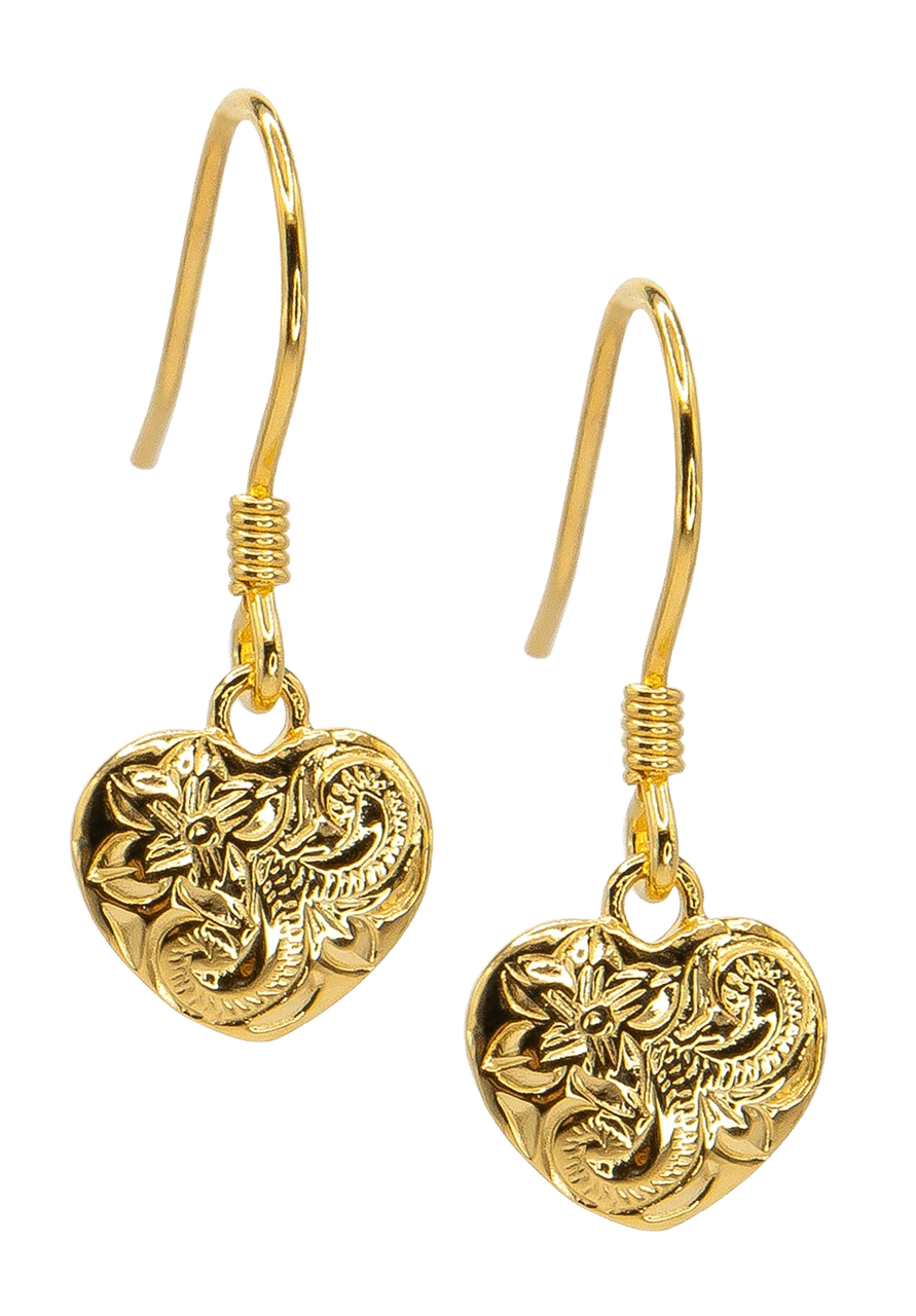 Moana Collection Gold Dangle Earring: Heart 3 Moana Collection Gold Dangle Earring: Heart
