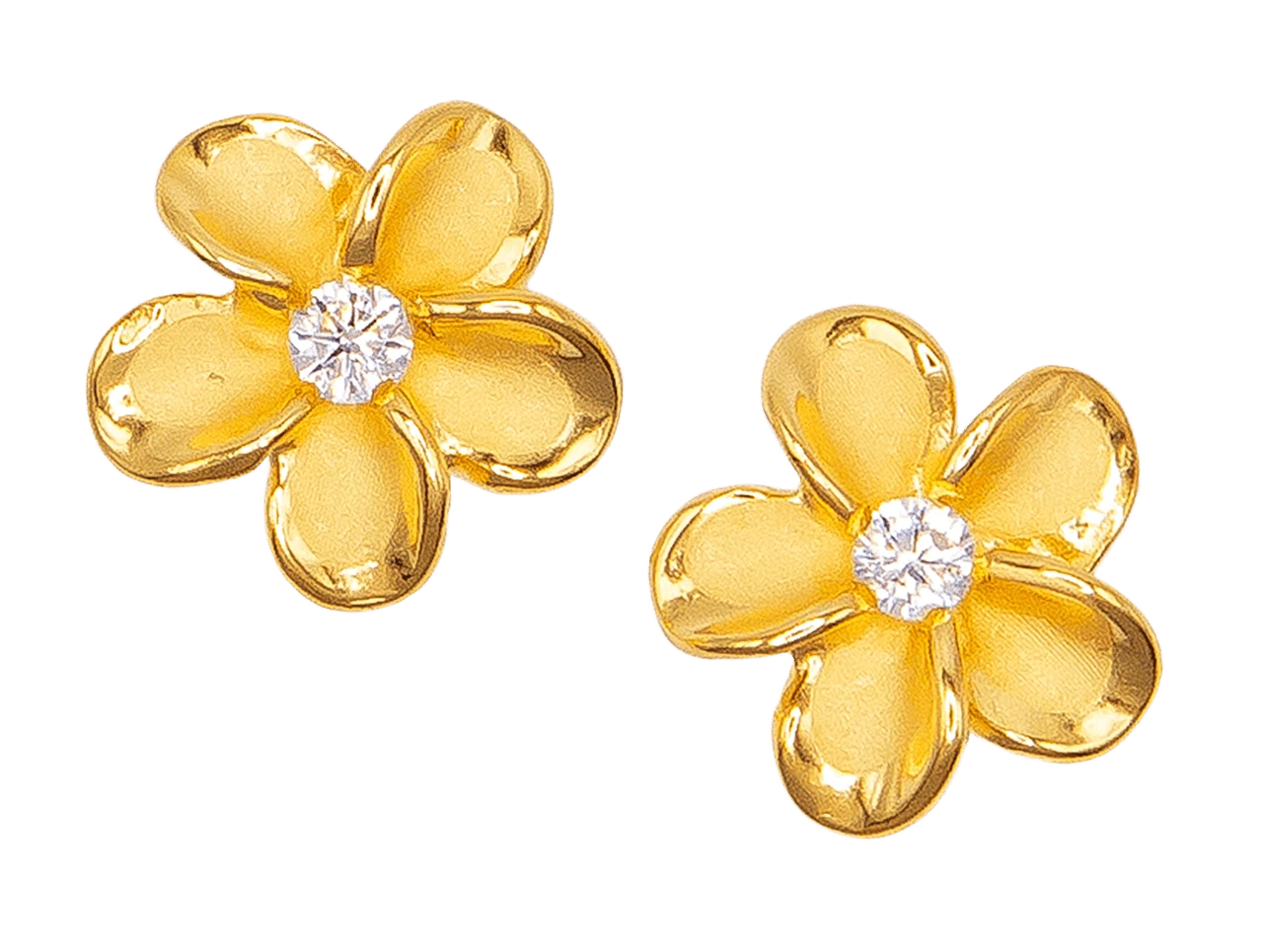 Moana Collection Gold Earring Stud: Plumeria 3 Moana Collection Gold Earring Stud: Plumeria