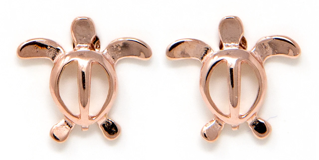 Moana Collection Rose Gold Stud Earring: Honu 3 Moana Collection Rose Gold Stud Earring: Honu