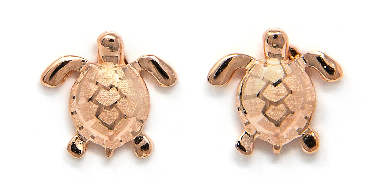 Moana Collection Rose Gold Earring Stud: Solid Sea Turtle 3 Moana Collection Rose Gold Earring Stud: Solid Sea Turtle