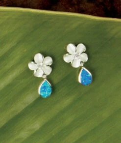 Island Opals® Plumeria Opal Drop Earrings