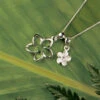 Ku'uipo Sterling Silver Plumeria Double Charm Necklace -Fashion Jewelry Store sterling dangle plumeria 84624.1592434194