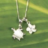 Ku'uipo Sterling Silver Honu & Plumeria Double Charm Necklace -Fashion Jewelry Store sterling honu plumeria 74479.1592434243
